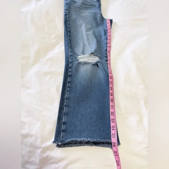Good American | SZ 14/ 32 | Straight Jeans Indigo Blue | Cropped Distressed - Picture 8 of 9